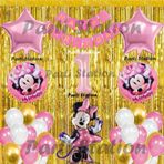 Parti Station Minnie Mouse Balon Set 1 Yaş Minnie Mouse Konsept Doğum Günü Parti Balon Set