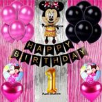 Parti Station Minnie Mouse Konsept Doğum Günü Balon Set 1 Yaş Minnie Mouse Tema Parti Balon Set