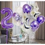 Parti Station Mor 2 Yaş Balon Seti Mor Renk Rakam Balon Set Doğum Günü Parti Mor Renk Helyum Balon Mor Rakam Balon