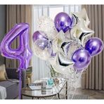 Parti Station Mor 4 Yaş Balon Seti Mor Renk Rakam Balon Set Doğum Günü Parti Mor Renk Helyum Balon Mor Rakam Balon