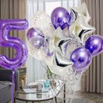 Parti Station Mor 5 Yaş Balon Seti Mor Renk Rakam Balon Set Doğum Günü Parti Mor Renk Helyum Balon Mor Rakam Balon