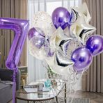 Parti Station Mor 7 Yaş Balon Seti Mor Renk Rakam Balon Set Doğum Günü Parti Mor Renk Helyum Balon Mor Rakam Balon