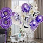 Parti Station Mor 8 Yaş Balon Seti Mor Renk Rakam Balon Set Doğum Günü Parti Mor Renk Helyum Balon Mor Rakam Balon