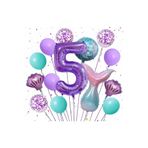 Parti Station Mor Deniz Kızı Temalı 5 Yaş Balon Seti Doğum Günü Dekorasyonu PSmorsetbalon