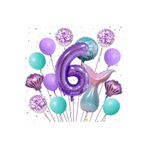 Parti Station Mor Deniz Kızı Temalı 6 Yaş Balon Seti Doğum Günü Dekorasyonu PSmorsetbalon