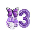 Parti Station Mor Kelebek Butterfly Temalı 3 Yaş Balon Seti Doğum Günü Dekorasyonu PSMORKLBK