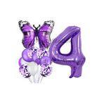 Parti Station Mor Kelebek Butterfly Temalı 4 Yaş Balon Seti Doğum Günü Dekorasyonu PSMORKLBK