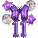 Parti Station Mor Kelebek Mor Renk 11 Yaş Rakam Balon Set Doğum Günü Parti Mor Renk Helyum Balon Mor Rakam Balon
