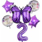 Parti Station Mor Kelebek Mor Renk 2 Yaş Rakam Balon Set Doğum Günü Parti Mor Renk Helyum Balon Mor Rakam Balon