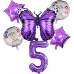 Parti Station Mor Kelebek Mor Renk 5 Yaş Rakam Balon Set Doğum Günü Parti Mor Renk Helyum Balon Mor Rakam Balon