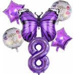 Parti Station Mor Kelebek Mor Renk 8 Yaş Rakam Balon Set Doğum Günü Parti Mor Renk Helyum Balon Mor Rakam Balon