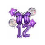 Parti Station Mor Kelebek Temalı 12 Yaş Balon Seti Doğum Günü Dekorasyonu PSmorkelebekbalon