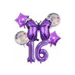 Parti Station Mor Kelebek Temalı 16 Yaş Balon Seti Doğum Günü Dekorasyonu PSmorkelebekbalon