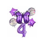 Parti Station Mor Kelebek Temalı 4 Yaş Balon Seti Doğum Günü Dekorasyonu PSmorkelebekbalon