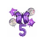 Parti Station Mor Kelebek Temalı 5 Yaş Balon Seti Doğum Günü Dekorasyonu PSmorkelebekbalon