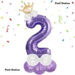 Parti Station Mor Rakam Balon 2 Yaş Doğum Günü Seti Mor Renk Lila Renk Konsept Yaş Balon Karşılama Seti