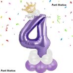 Parti Station Mor Rakam Balon 4 Yaş Doğum Günü Seti Mor Renk Lila Renk Konsept Yaş Balon Karşılama Seti