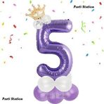 Parti Station Mor Rakam Balon 5 Yaş Doğum Günü Seti Mor Renk Lila Renk Konsept Yaş Balon Karşılama Seti