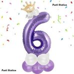 Parti Station Mor Rakam Balon 6 Yaş Doğum Günü Seti Mor Renk Lila Renk Konsept Yaş Balon Karşılama Seti