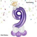 Parti Station Mor Rakam Balon 9 Yaş Doğum Günü Seti Mor Renk Lila Renk Konsept Yaş Balon Karşılama Seti