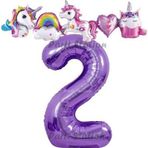 Parti Station Mor Renk Rakam Balonlu Unicorn 2 Yaş Doğum Günü Parti Balon Set Unicorn Tema Lila Renk Parti Seti