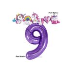 Parti Station Mor Renk Rakam Balonlu Unicorn 9 Yaş Doğum Günü Parti Balon Set Unicorn Tema Lila Renk Parti Seti