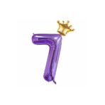 Parti Station Mor Taçlı 7 Rakam Balon 80 cm PSmorbalonset