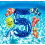 Parti Station Okyanus Hayvanları 5 Yaş Doğum Günü Balon Set Deniz Canlıları Köpek Balığı Ahtapot Kırmızı Balık Set