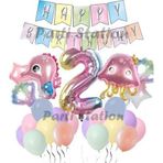 Parti Station Okyanus Hayvanları Deniz Canlıları 2 Yaş Balon Set Deniz Anası Deniz Atı Happy Birthday Balon Set