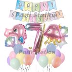 Parti Station Okyanus Hayvanları Deniz Canlıları 7 Yaş Balon Set Deniz Anası Deniz Atı Happy Birthday Balon Set