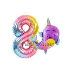 Parti Station Okyanus Unicorn Balina Renkli 8 Yaş Doğum Günü Balon Set PSUNİBALR
