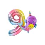 Parti Station Okyanus Unicorn Balina Renkli 9 Yaş Doğum Günü Balon Set PSUNİBALR