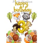 Parti Station Orman Hayvanları Konsept Parti Woodland 3 Yaş Doğum Günü Balon Set Sincap Rakun Kirpi Tilki Balon