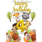 Parti Station Orman Hayvanları Konsept Parti Woodland 4 Yaş Doğum Günü Balon Set Sincap Rakun Kirpi Tilki Balon