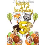 Parti Station Orman Hayvanları Konsept Parti Woodland 5 Yaş Doğum Günü Balon Set Sincap Rakun Kirpi Tilki Balon