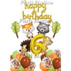 Parti Station Orman Hayvanları Konsept Parti Woodland 6 Yaş Doğum Günü Balon Set Sincap Rakun Kirpi Tilki Balon