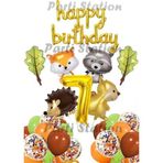 Parti Station Orman Hayvanları Konsept Parti Woodland 7 Yaş Doğum Günü Balon Set Sincap Rakun Kirpi Tilki Balon