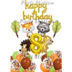 Parti Station Orman Hayvanları Konsept Parti Woodland 8 Yaş Doğum Günü Balon Set Sincap Rakun Kirpi Tilki Balon