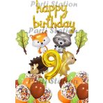 Parti Station Orman Hayvanları Konsept Parti Woodland 9 Yaş Doğum Günü Balon Set Sincap Rakun Kirpi Tilki Balon