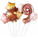 Parti Station Orman Hayvanları Woodland Kirpi Folyo Set Konsept Doğum Günü Set Yaş Balon Set - Çok Renkli - 9