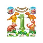 Parti Station Orman Tema Jurassic Park Dinozor Konsept Yeşil Rakam Balon 1 Yaş Dev Balonlu Doğum Günü Balon Set