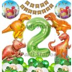 Parti Station Orman Tema Jurassic Park Dinozor Konsept Yeşil Rakam Balon 2 Yaş Dev Balonlu Doğum Günü Balon Set