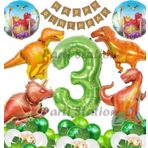 Parti Station Orman Tema Jurassic Park Dinozor Konsept Yeşil Rakam Balon 3 Yaş Dev Balonlu Doğum Günü Balon Set