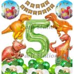 Parti Station Orman Tema Jurassic Park Dinozor Konsept Yeşil Rakam Balon 5 Yaş Dev Balonlu Doğum Günü Balon Set