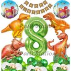 Parti Station Orman Tema Jurassic Park Dinozor Konsept Yeşil Rakam Balon 8 Yaş Dev Balonlu Doğum Günü Balon Set