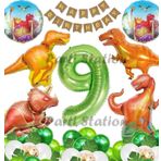 Parti Station Orman Tema Jurassic Park Dinozor Konsept Yeşil Rakam Balon 9 Yaş Dev Balonlu Doğum Günü Balon Set