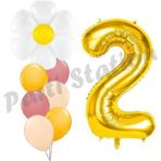 Parti Station Papatya Konsept 2 Yaş Balon Set Papatya Çiçek Bahar Konsept Doğum Günü Parti Balon Set