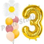 Parti Station Papatya Konsept 3 Yaş Balon Set Papatya Çiçek Bahar Konsept Doğum Günü Parti Balon Set