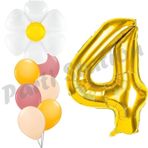 Parti Station Papatya Konsept 4 Yaş Balon Set Papatya Çiçek Bahar Konsept Doğum Günü Parti Balon Set