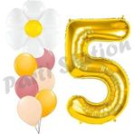 Parti Station Papatya Konsept 5 Yaş Balon Set Papatya Çiçek Bahar Konsept Doğum Günü Parti Balon Set